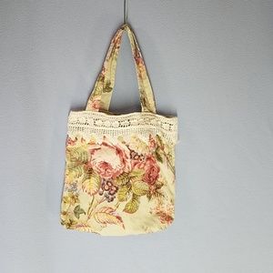 Floral Cotton Bag with Lace